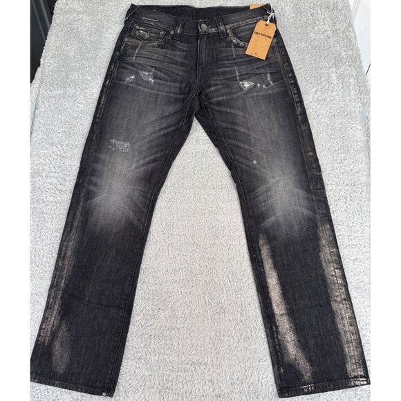 True Religion Mens 32 Distressed Silver Highlight Ricky Jeans USA Casual 90s Y2K - Picture 5 of 16